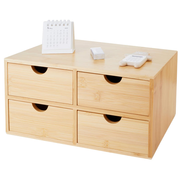 Bamboo Desk Organizer 4 Drawers, Countertop Organizer with Drawers Mak ...