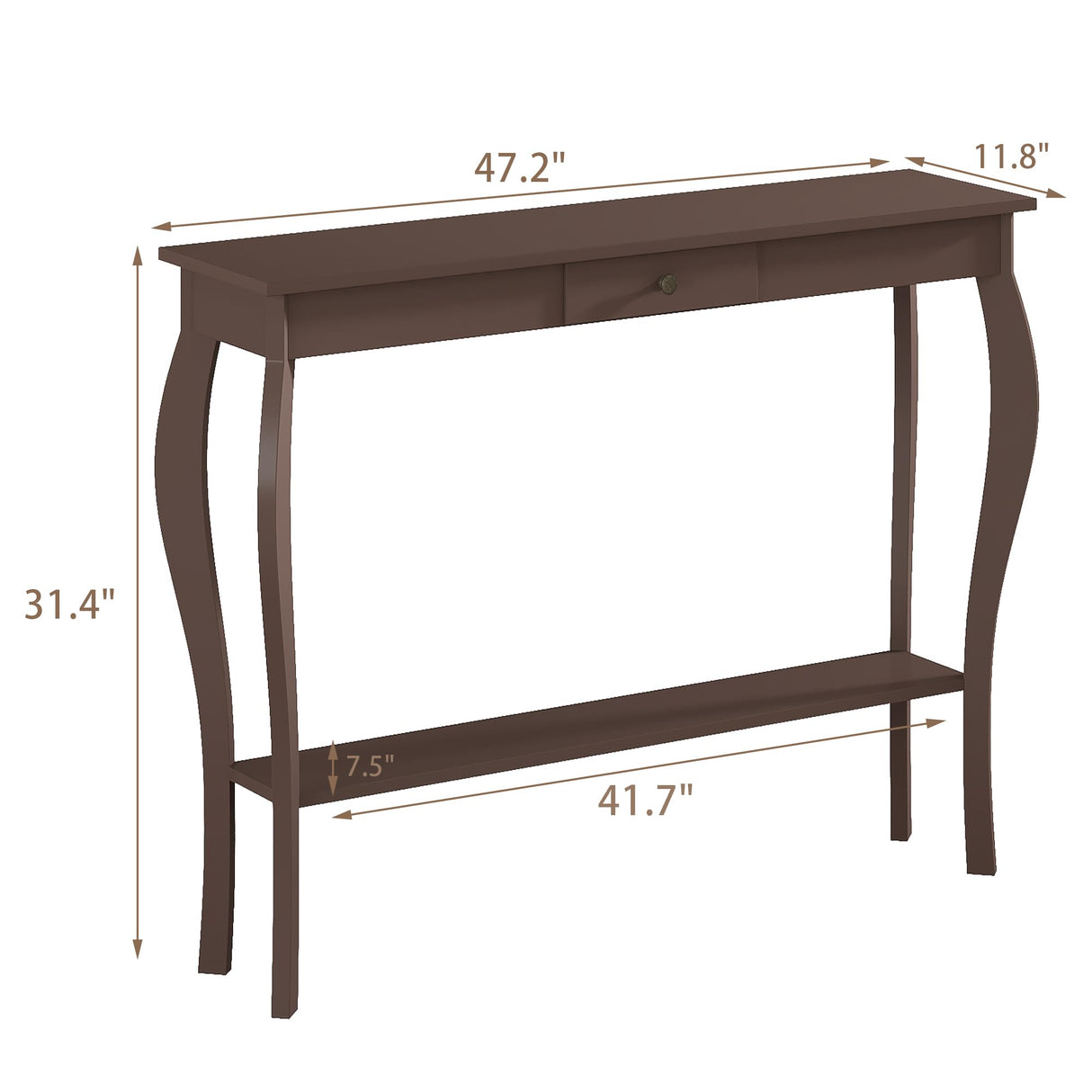ChooChoo 47 Inch Narrow Console Table with Drawer, Chic Accent Sofa Entryway Table with Shelves for Entryway, Living Room, Hallway, Espresso ChooChoo