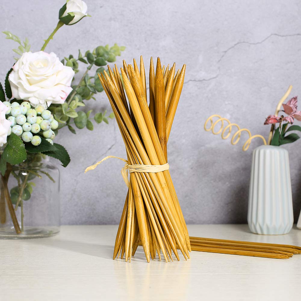 RELIAN Double Pointed , 75 Pcs Bamboo Knitting Needles Set, 15 Sizes from 2.0mm-10.0mm(8 Inches Length)+ 4Pcs Knitting Needles Point Protectors RELIAN