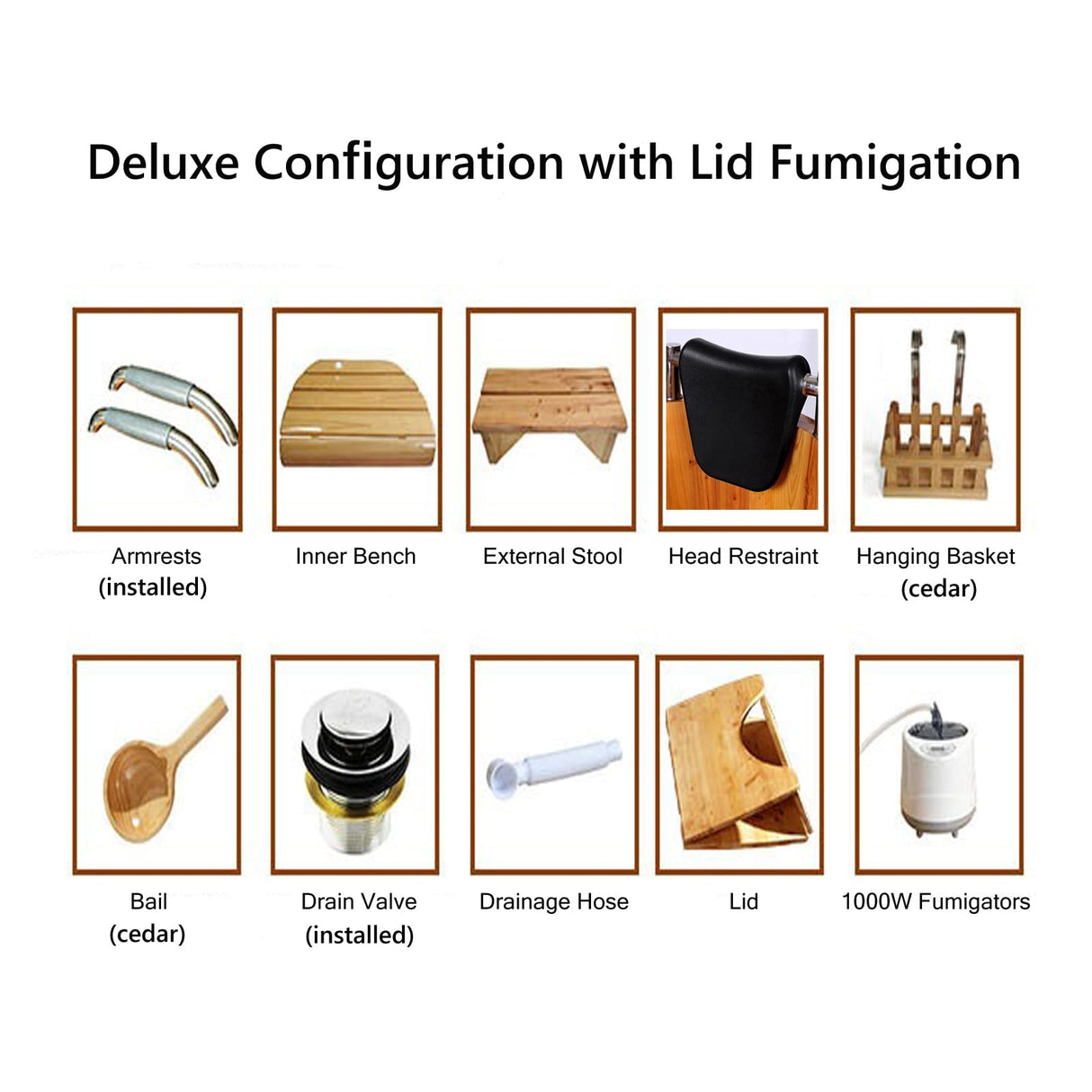 Wooden Hot Tub Bathroom Freestanding Soaking Non-Slip Bathtub Thickened Handrail Style Healthy Medicinal Bathtub For Both Adult And Child Family Members (Deluxe configuration with lid fumigation) OGOLOUG