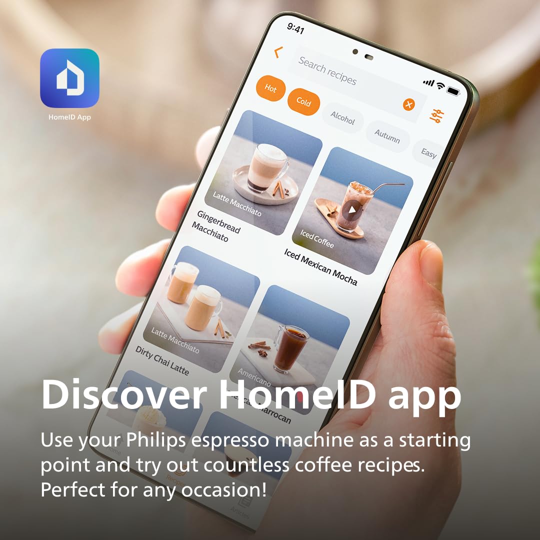 PHILIPS Series 3300 Fully Automatic Espresso Machine - 6 Hot & Iced Drinks, LatteGo Milk System, 40% Quieter SilentBrew, Ceramic Grinder, Aquaclean Filter, Glossy Black (EP3341/50) PHILIPS