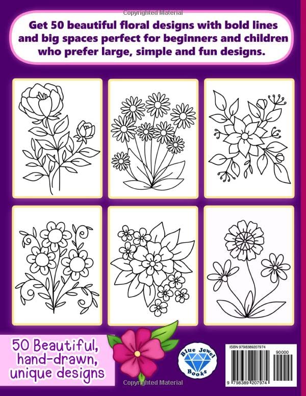 Coloring Book: Beautiful and Easy Flowers WoodArtSupply