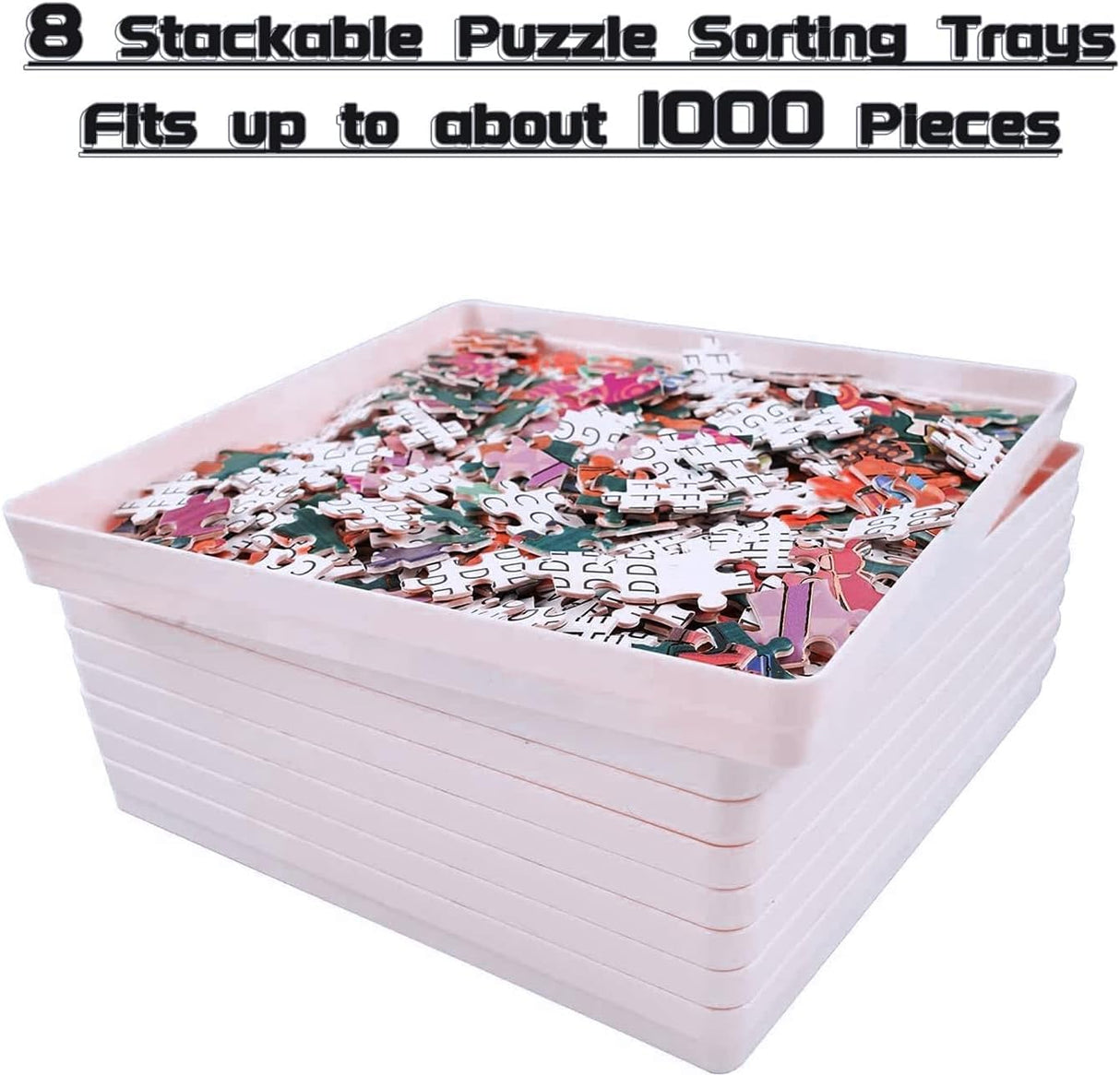 WISHDIAM 8 Puzzle Sorting Trays Fit Up to 2000 Pieces Puzzles Jigsaw Puzzle Trays Puzzles Accessories Puzzle Stacking Trays Gift for Puzzlers(White) WISHDIAM