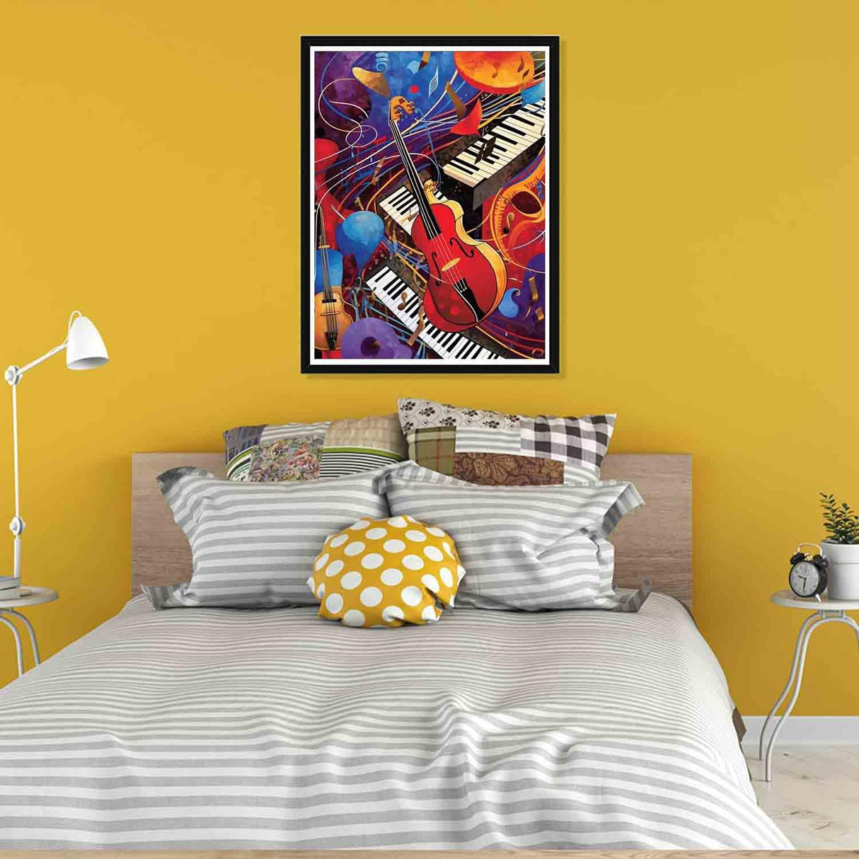 Pavemlo 5D Diamond Art Kits for Adults Guitar Piano, Full Drill Diamond Art Musical Notes Pictures Paint with Diamonds, DIY Cross Stitch Jewel Art Rhinestone Craft for Home Wall Decor 12X16 in Pavemlo