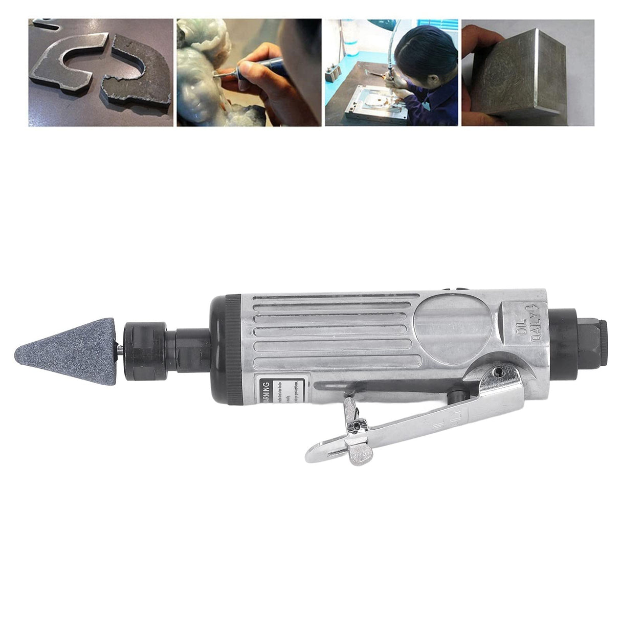 1/4 Inch Air Die Grinder Kit, Portable Straight Grinder, 22000 RPM Pneumatic Air Die Grinder Polishing Grinding Machine Heavy Duty Industrial Polisher Grinding Tool TOPINCN