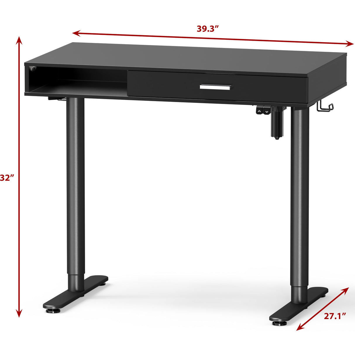 SHW Claire 40-Inch Height Adjustable Electric Standing Desk with Drawer, Black SHW