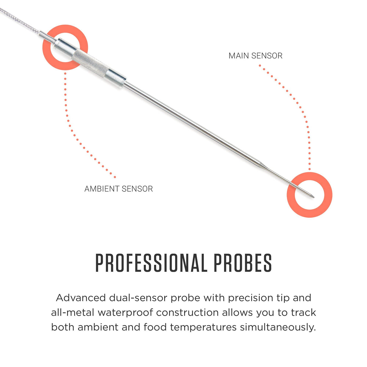 Lavatools OVT02 Element Digital Oven Thermometer for Oven, Grill, and Smoker Includes Dual-Sensor Stainless Temperature Probe Lavatools