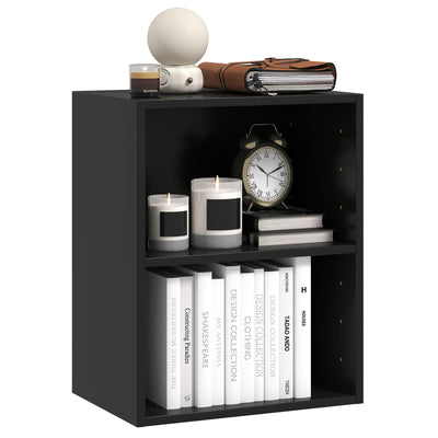 Tangkula 2-Tier Bookshelf, Open Shelf Bookcase with 7-Position Adjustable Shelf, Multifunctional Wooden Cubby Storage Display Shelf for Home Office Study Living Room (Black, 1)