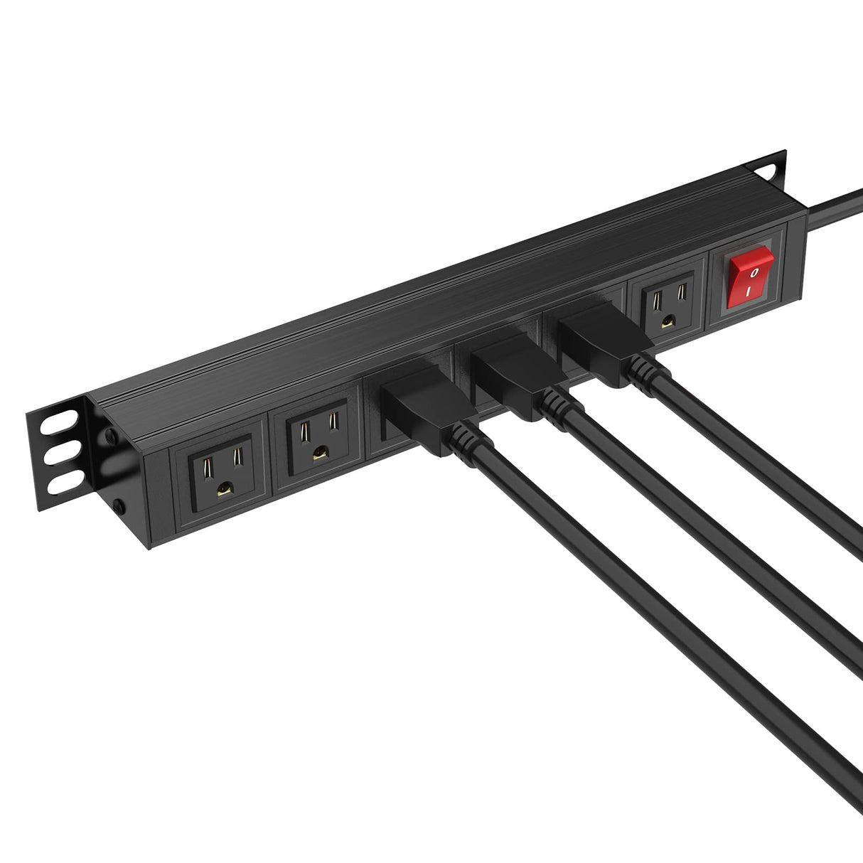 BTU 6 Outlet Power Strip, Metal Mountable Power Strip Surge Protector, Heavy Duty Wall Mount Power Outlet for Commercial, Industrial, Workshop, 6FT Power Cord, 15A/125V 1875W (Black 6FT) BTU