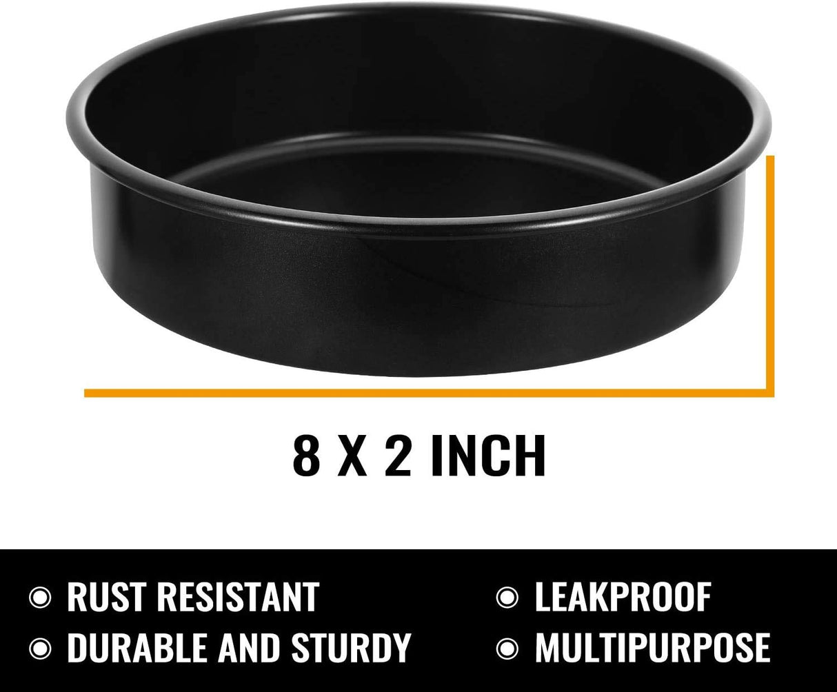 HIWARE 8-Inch Round Cake Pan Set of 3, Nonstick Baking Cake Pans with 90 Pieces Parchment Paper, Dishwasher Safe HIWARE