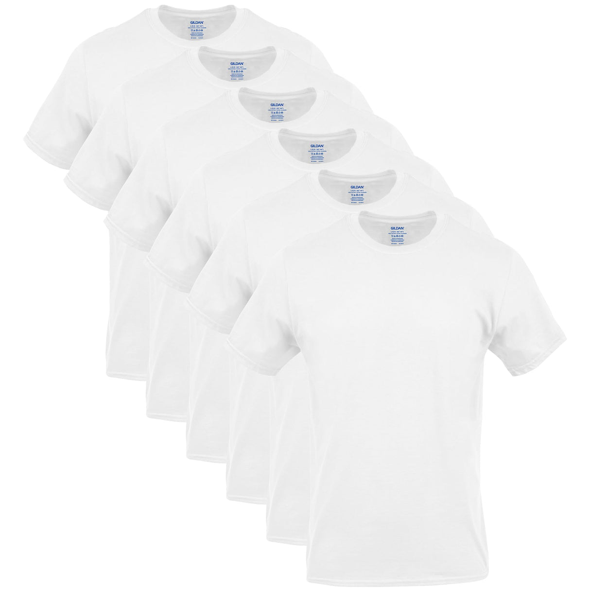 Gildan Men's Crew T-Shirts, Multipack, Style G1100, White (6-Pack), Large Gildan