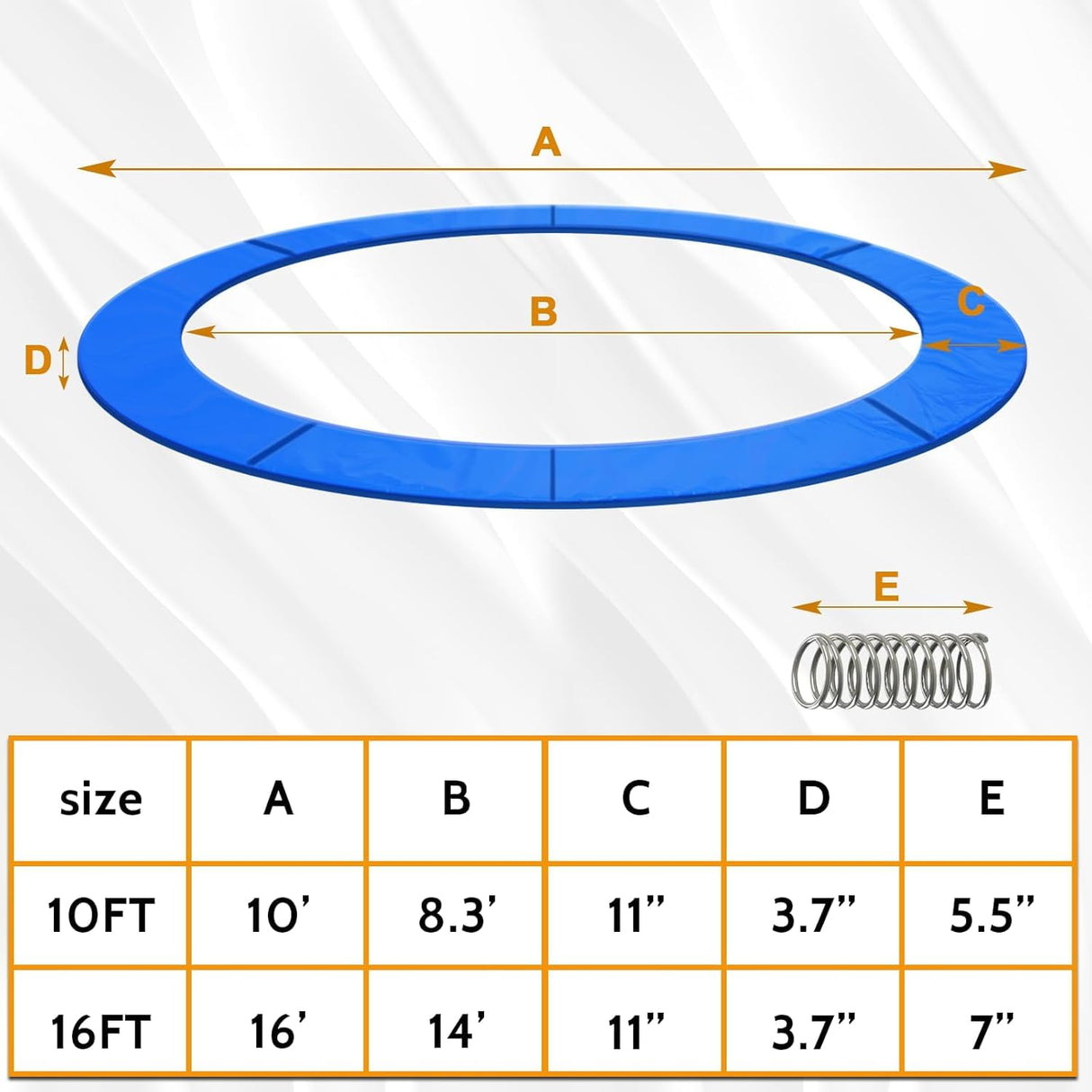16ft Trampoline Pad Replacement, Trampoline Spring Cover No Hole Trampoline Pole Pad Waterproof UV Resistant Safety Pad Hedday