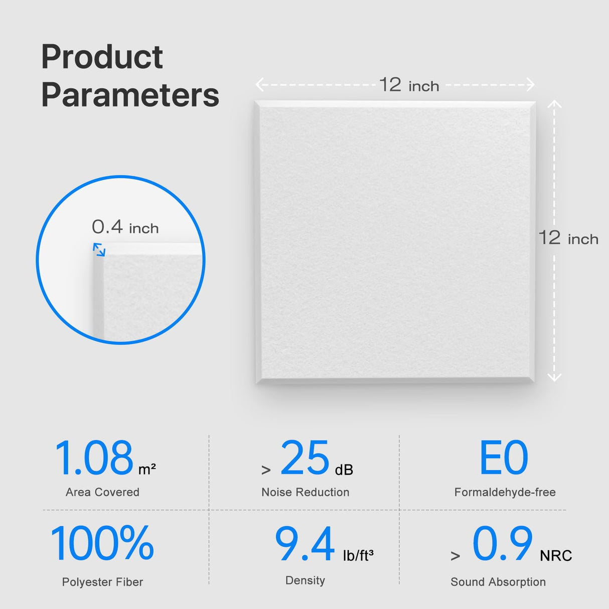 Soundproof Wall Panels, Kuchoow Acoustic Panels Self-Adhesive, 18 Pack Acoustic Wall Panels High Density, Sound Proof Panels for Walls Home Studio Office 12" X 12" X 0.4" White Kuchoow