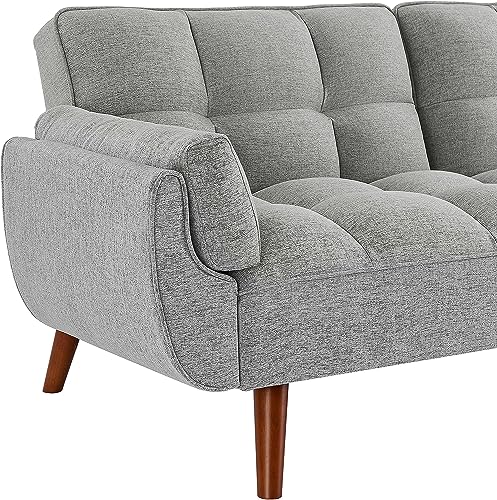 ERYE 75-Inch Tufted Upholstered Futon Sofabed Linen Loveseat Sofa Bed with Adjustable Backrest and Pillows for for Bedroom Living Room, Modern Convertible Futon Sleeper Bed ERYE