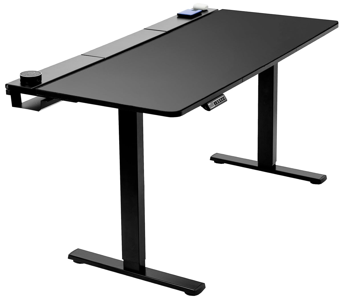 VIVO Electric Height Adjustable 60 x 30 inch Memory Stand Up Desk, Black Table Top with Built-in Concealed Cable Trays and Full-Size Pad, Black VIVO