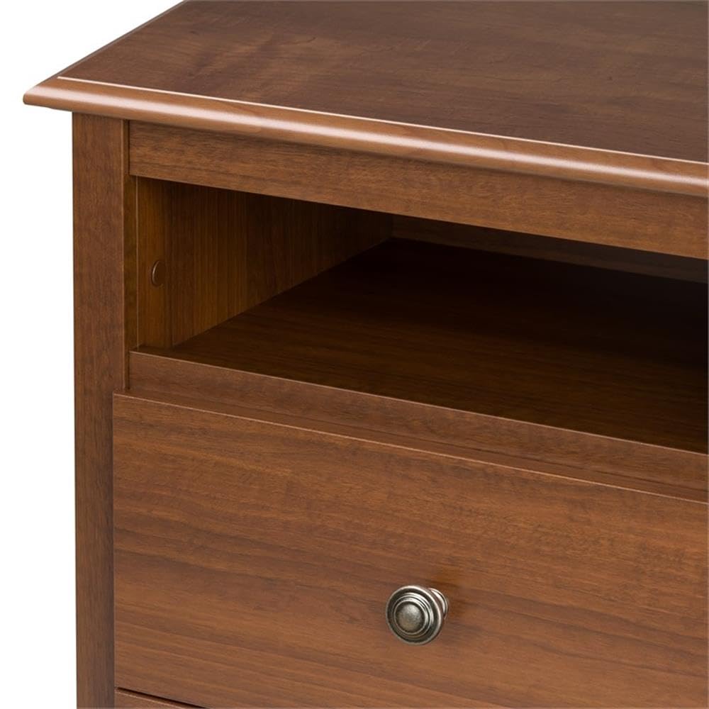Prepac Sonoma 2 Drawer Nightstand: Elegant Bedroom Furniture, Bedside Table with Open Shelf, 23.25"W x 16"D x 28"H, Cherry Prepac
