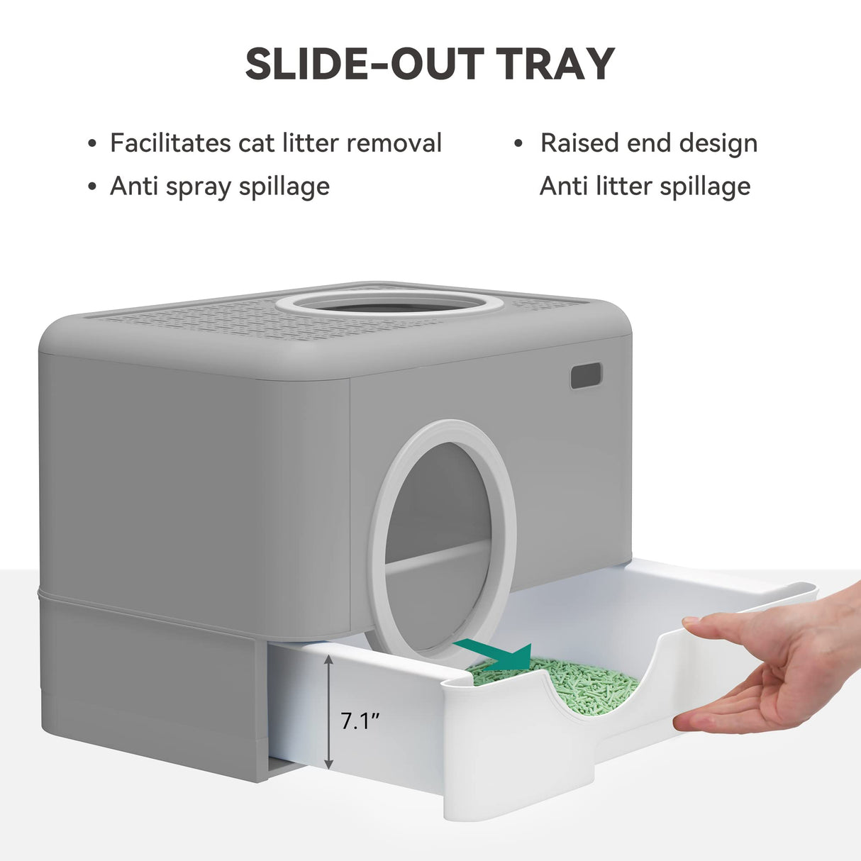 YITAHOME Large Enclosed Cat Litter Box with Lid Cover, Hooded Odorless Anti-Splashing Cat Toilet with Drawer Litter Scoop Front Entry Top Exit Door, Easy to Install and Clean YITAHOME