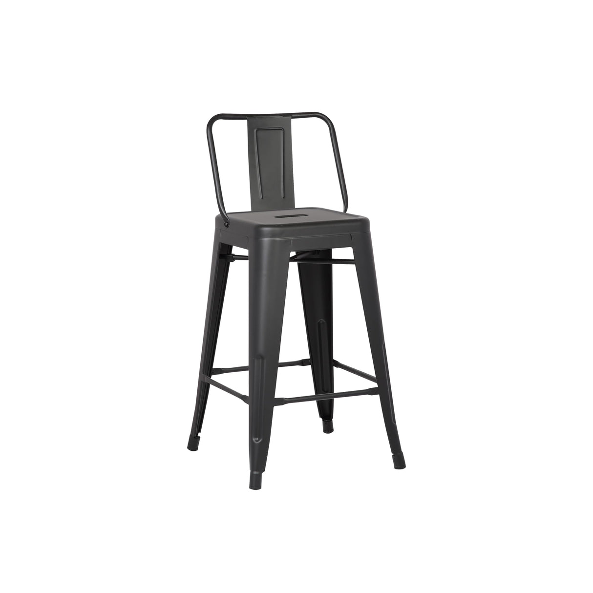 AC Pacific 24” Metal Barstool Set of 2 – Country Rustic Style with Low Back, Lightweight & Sturdy Build, Easy Assembly – Matte Black AC Pacific