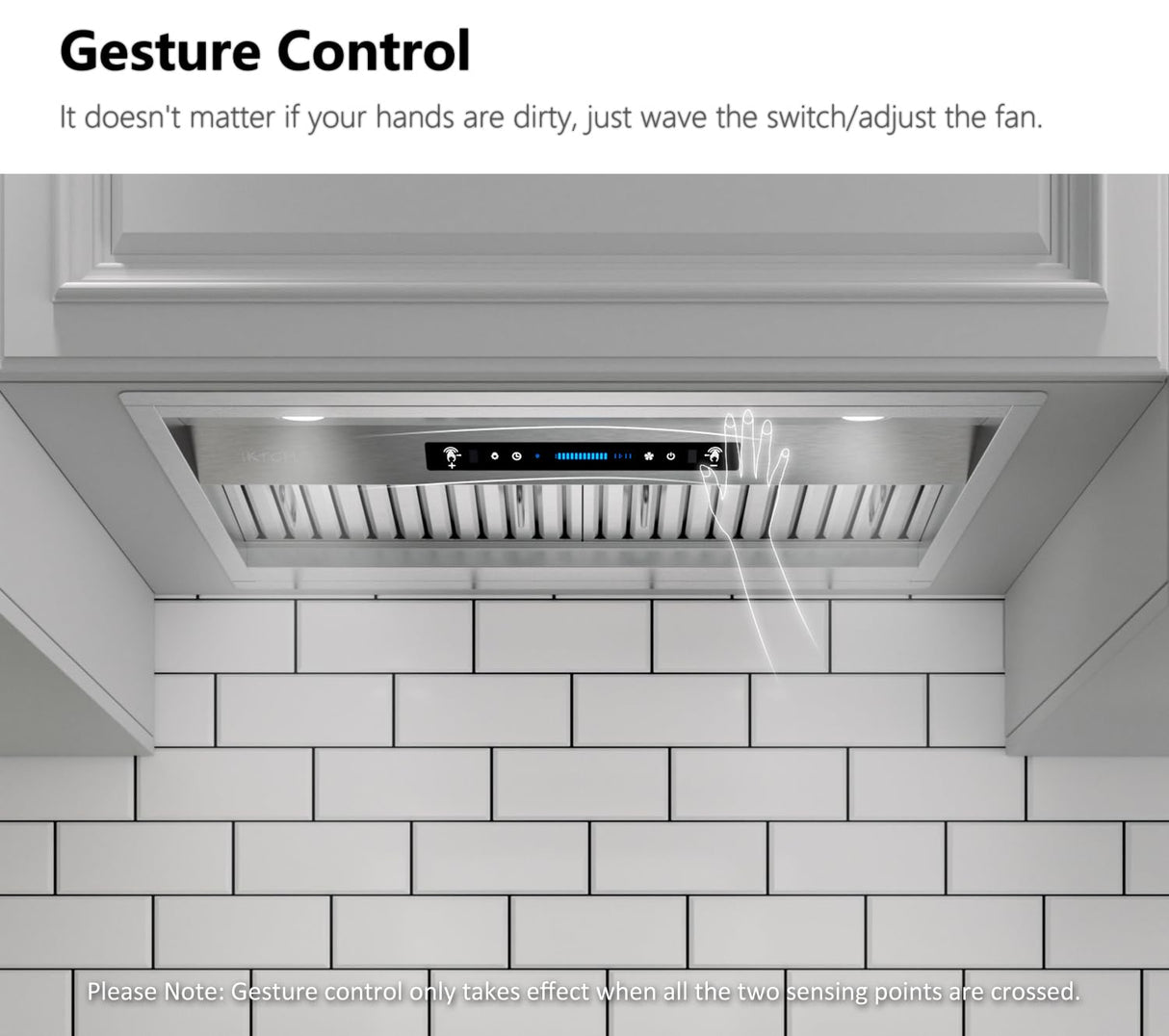 IKTCH 36 inch Built-in/Insert Range Hood 900 CFM, Ducted/Ductless Convertible Duct, Stainless Steel Kitchen Vent Hood with 2 Pcs Adjustable Lights and 3 Pcs Baffle Filters with Handlebar(IKB02-36'') IKTCH