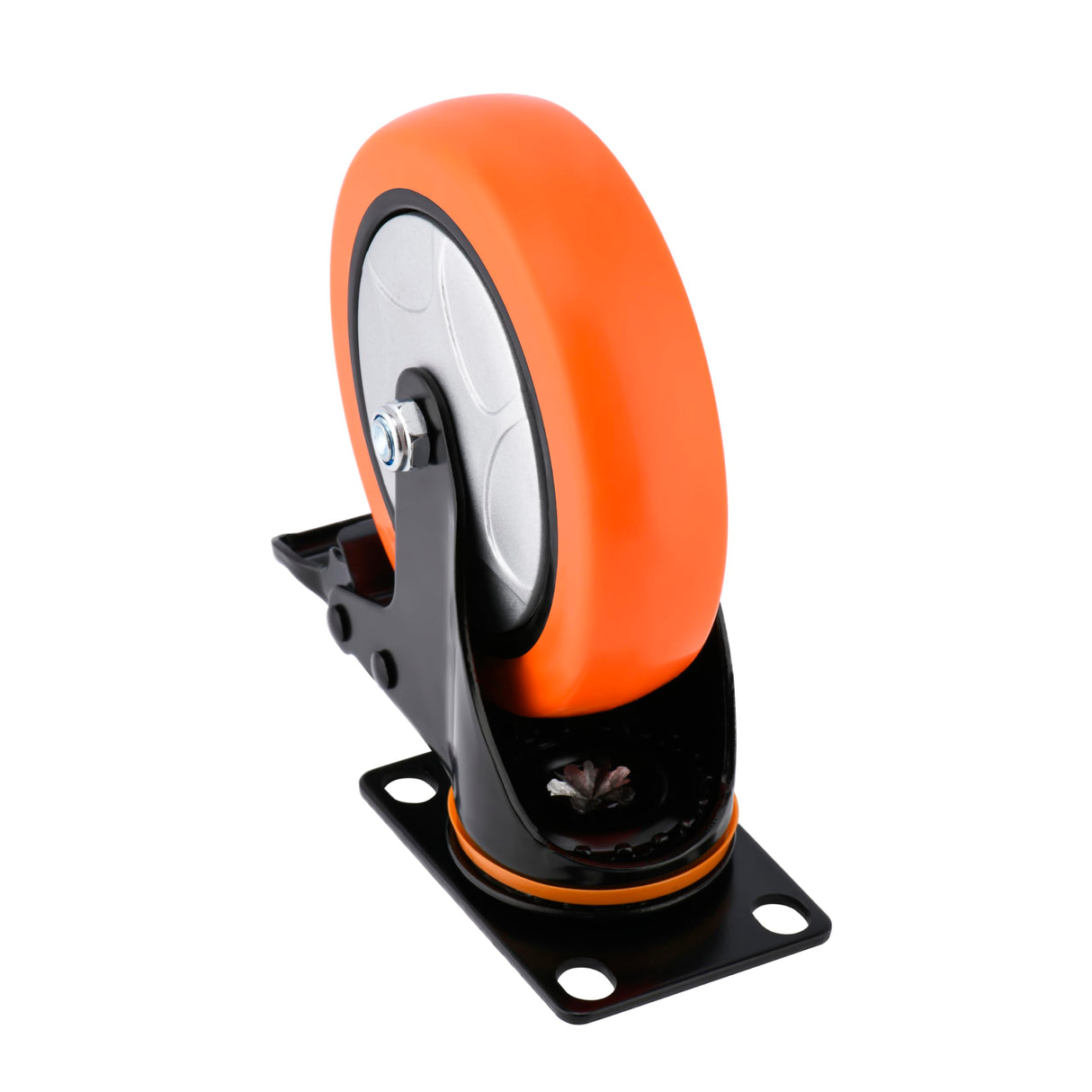 6 Inch Heavy Duty Swivel Caster Wheels with Brake - Set of 4, 3000 Lbs Capacity, PVC No Noise No Marking Wheels for Furniture, Carts, and Equipment (Includes Free Screws) Moogii