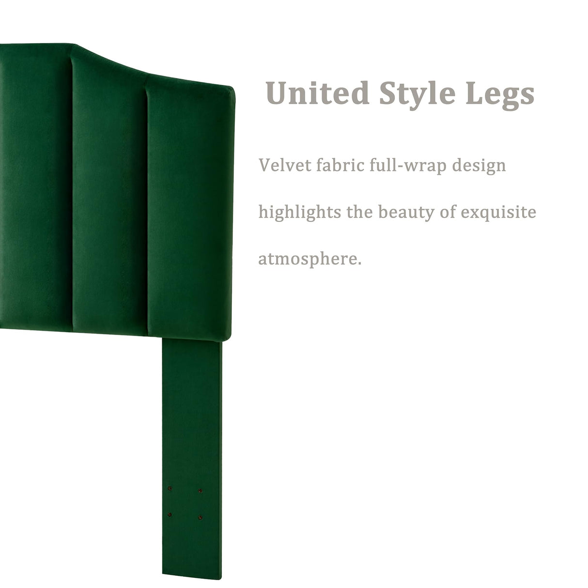 Befurtori Velvet Upholstered Queen/Full Headboard, Tufted Headboard for Queen/Full Bed, Modern Vertical Channel Design with Curved Tufted Solid Wood Befurtori