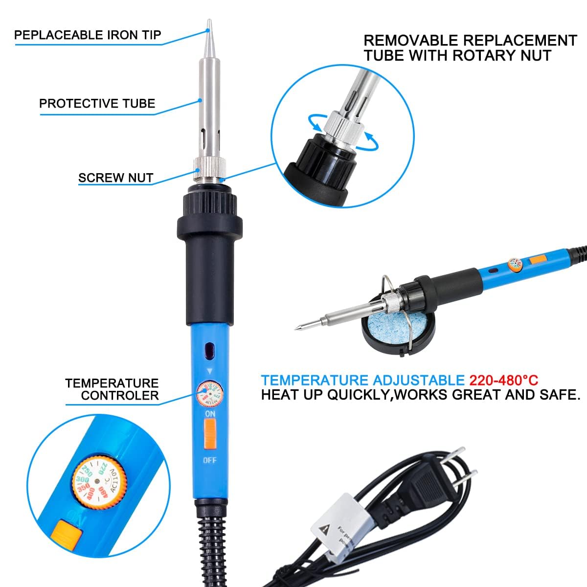 OUXi Wood Burning Kit, 110Pcs Pyrography Wood Burner Pen with Adjustable Temperature 200-480℃ Switch, Wood Burner Tool for Embossing, Carving, Engraving, Soldering Tips, Color Pencils, Carrying Case OUXi