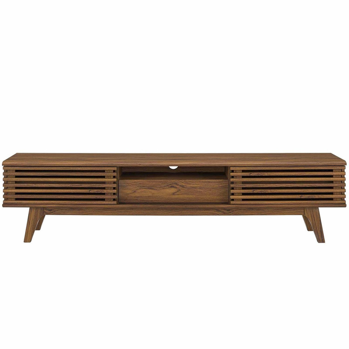 Modway Render 70" Mid-Century Modern Low Profile Entertainment TV Stand, 70 Inch, Walnut Walnut Modway