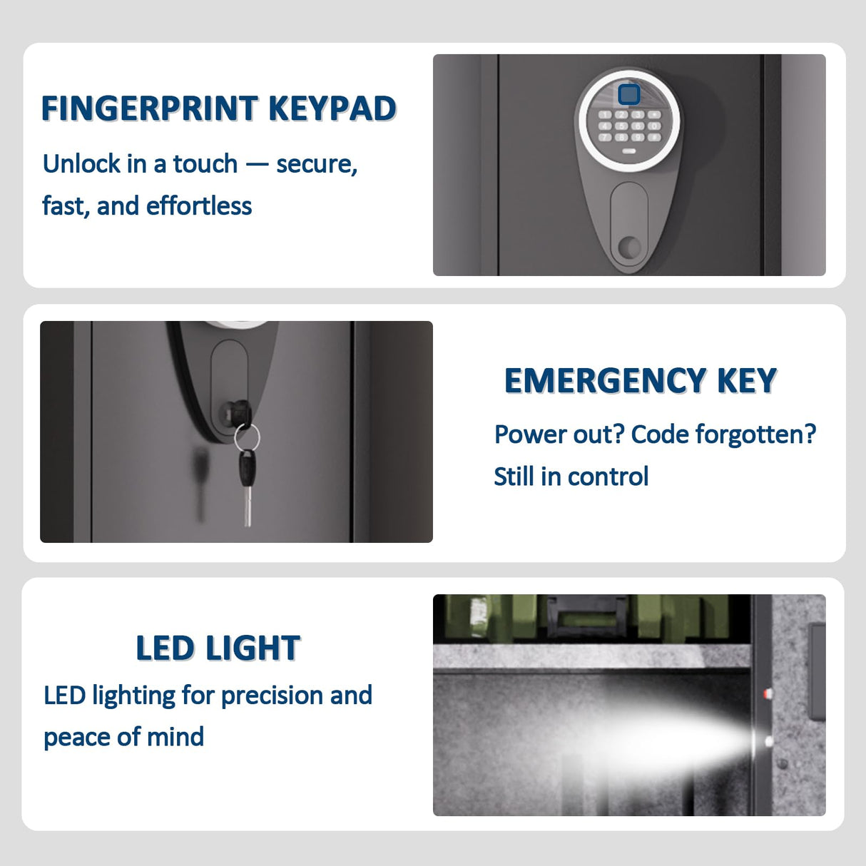 VRTCP 3-5 Gun Safe, Biometric Gun Safes for Home Rifle and Pistols, Quick Access Safes for Shotguns, Long Gun Safe with Adjustable Shelf and Gun Rack,Gun Cabinet with Mute Function and Alarm Mode VRTCP