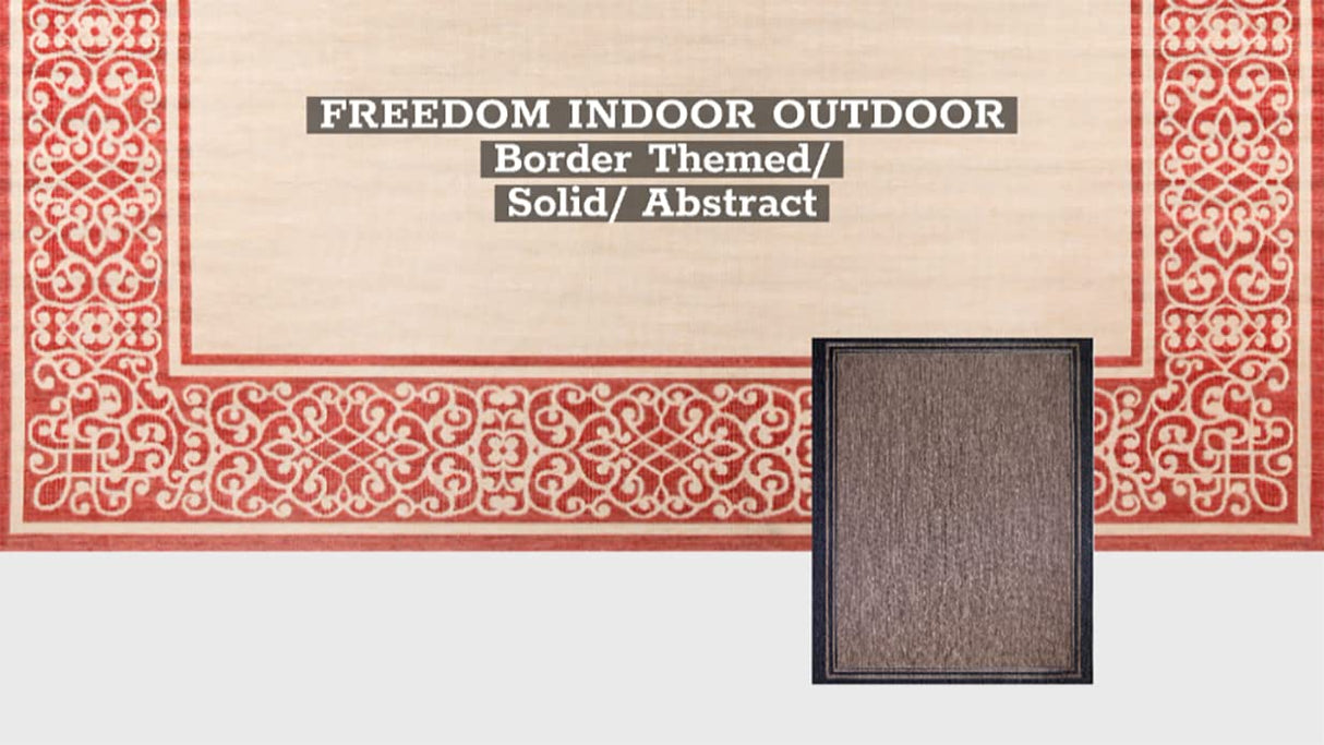 Gertmenian Indoor Outdoor Classic Flatweave Area Rug, Stain & UV Resistant Carpet, Deck, Patio, Poolside & Mudroom, 8x10 Ft Large, Border, Black Tan, 21515 Gertmenian