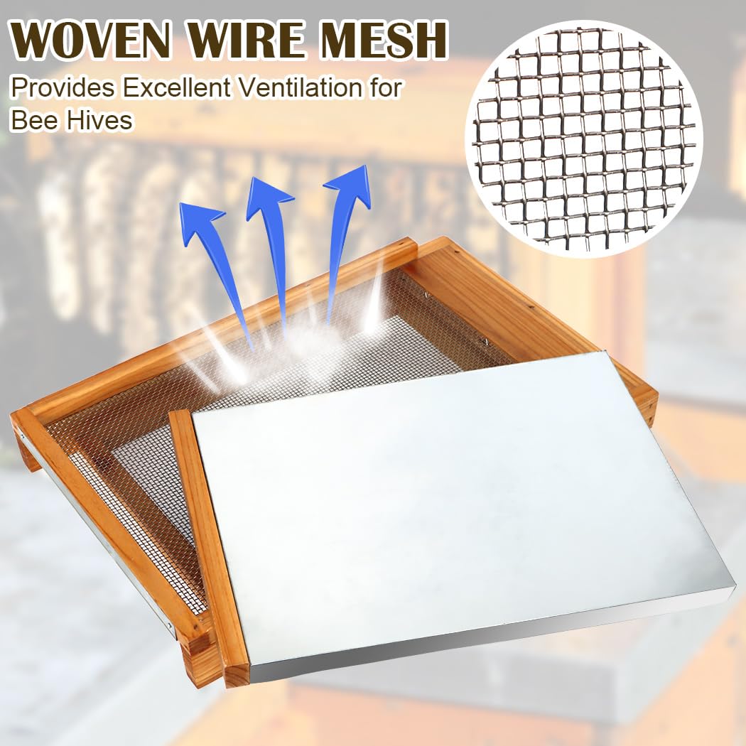 Honey Lake Langstroth Bee Hive Screened Bottom Board Dipped in 100% Beeswax with Entrance Reducer, Screen Bottom Board for 10 Frame Beehive with Solid Wood, Beehive Separated Board Beekeeping Supplies Honey Lake