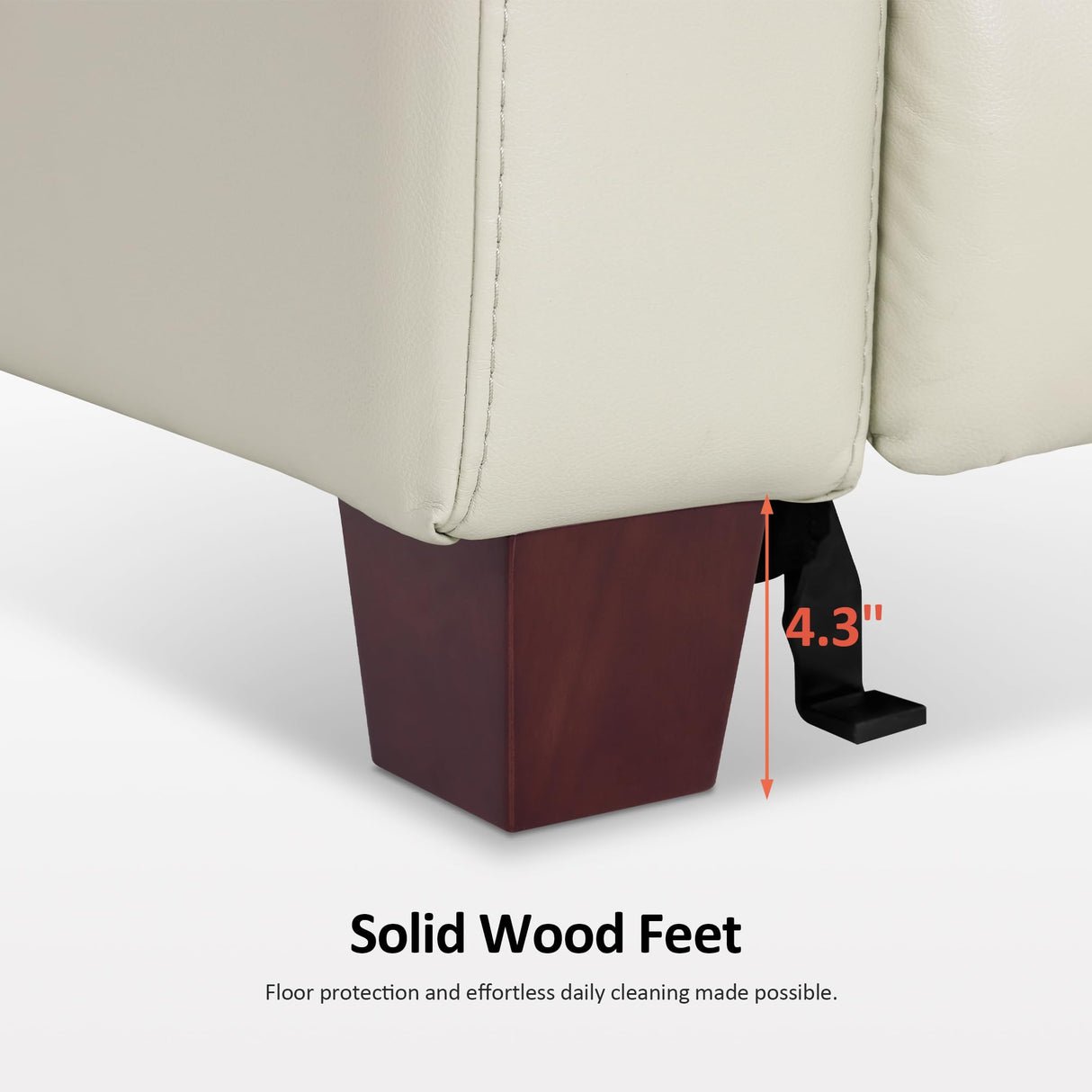 MCombo Zero Wall Recliner Chair, Wall Hugger Power Recliner Chair with Adjustable Headrest, High Wood Leg, USB & Type C Dual Charge Ports, for Living Room, Small Spaces, HL128 (Faux Leather, Beige) MCombo