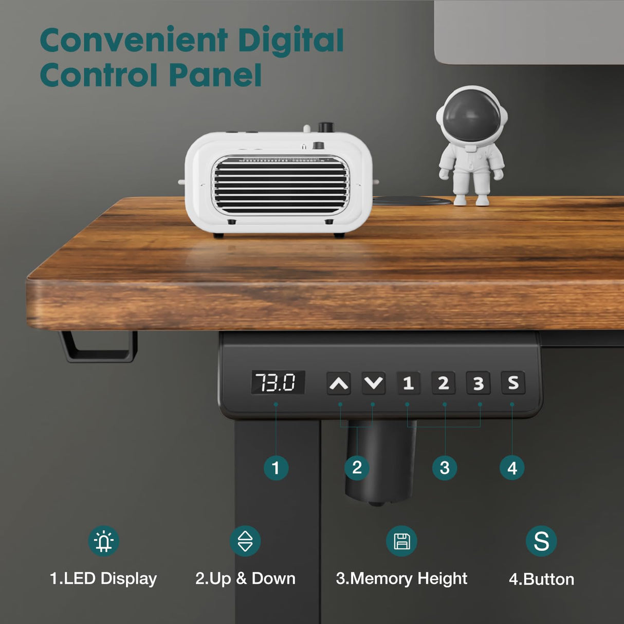 SMUG Standing Desk, Adjustable Height Electric Sit Stand Up Computer Table, 40x24 Inch Ergonomic Rising Modern Lift Motorized Gaming Desktop Workstation for Work Home Office - Rustic Brown SMUG