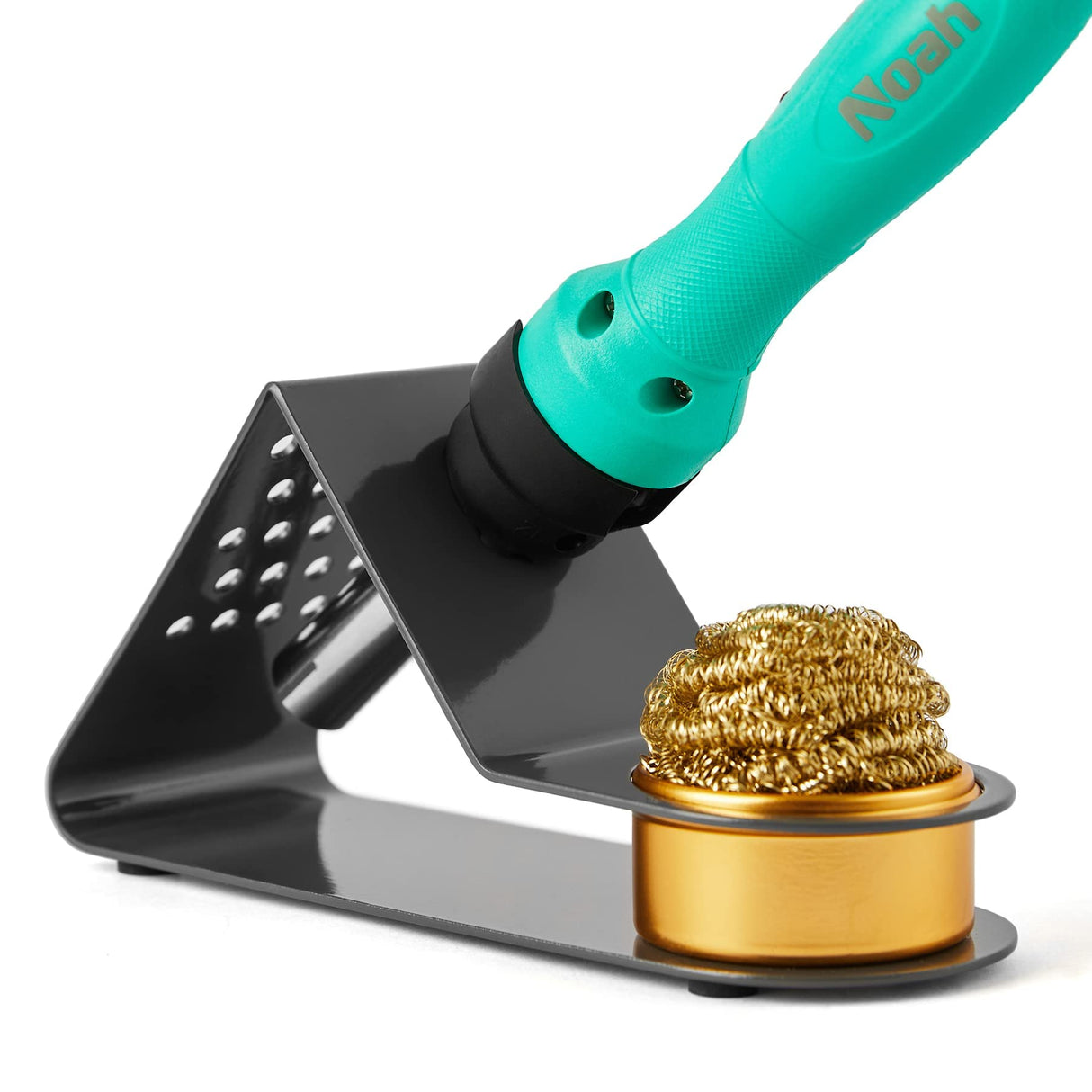Noah Premium Soldering Iron Holder with Brass Coil Tip Cleaner, Soft Coiled Brass Tip Cleaner Kit, No Water Needed, Black Noah