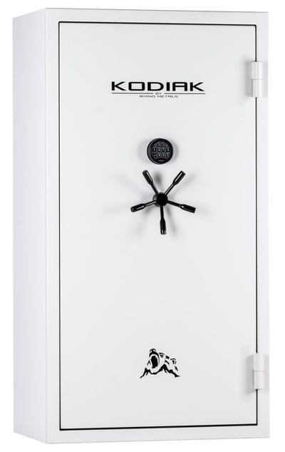 Kodiak Home Gun Safe for Rifles & Pistols | KGX6736W by Rhino Metals with New SafeX Security System | 46 Long Guns & 8 Pistol Pockets | 60 Minute Fire Protection | Gloss White Finish | 690lbs