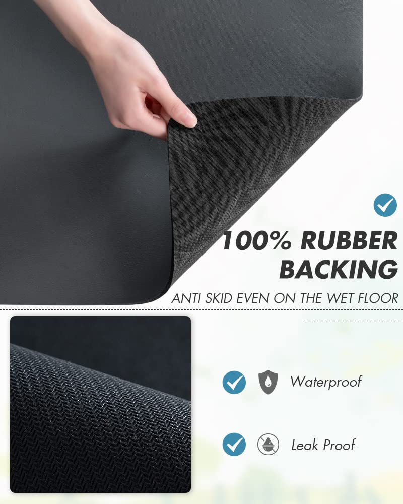 AMOAMI-Coffee Mat Hide Stain Rubber Backed Absorbent Dish Drying Mat for Kitchen Counter-Coffee Bar Accessories Fit Under Coffee Maker Coffee Machine Coffee Pot Espresso Machine 12"x19" Dark Grey AMOAMI