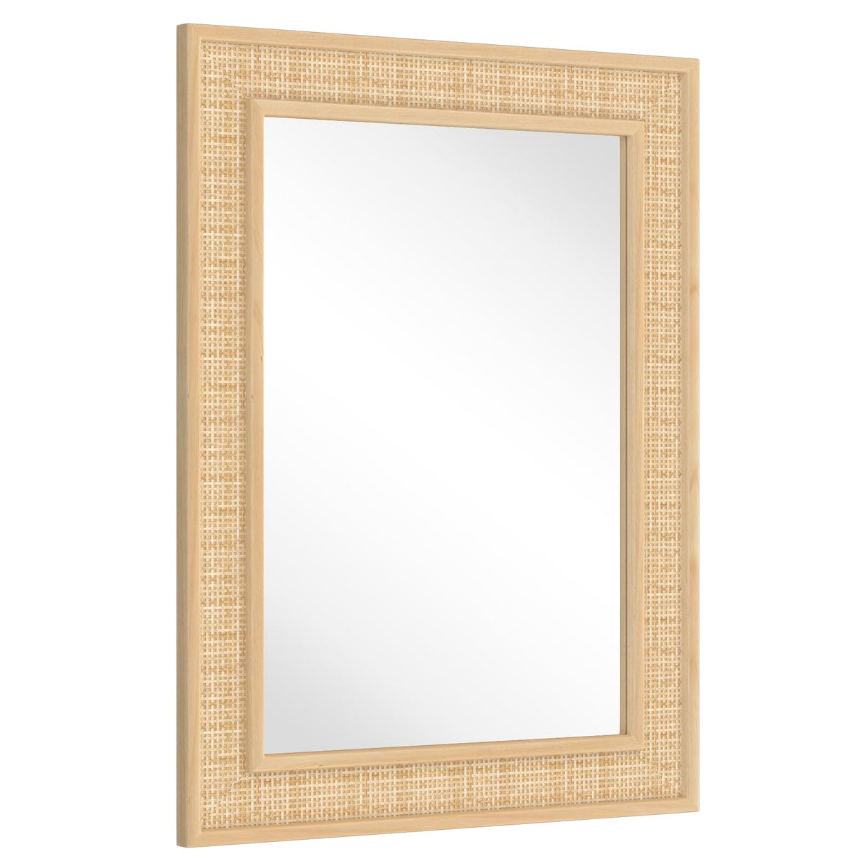 FUWU HOME Rattan Wall Mirror with Wooden Framed 24 X 32 inch Farmhouse Rectangle Wood Mirror for Modern Decorative Bathroom, Living Room, Entryway, Bedroom FUWU HOME