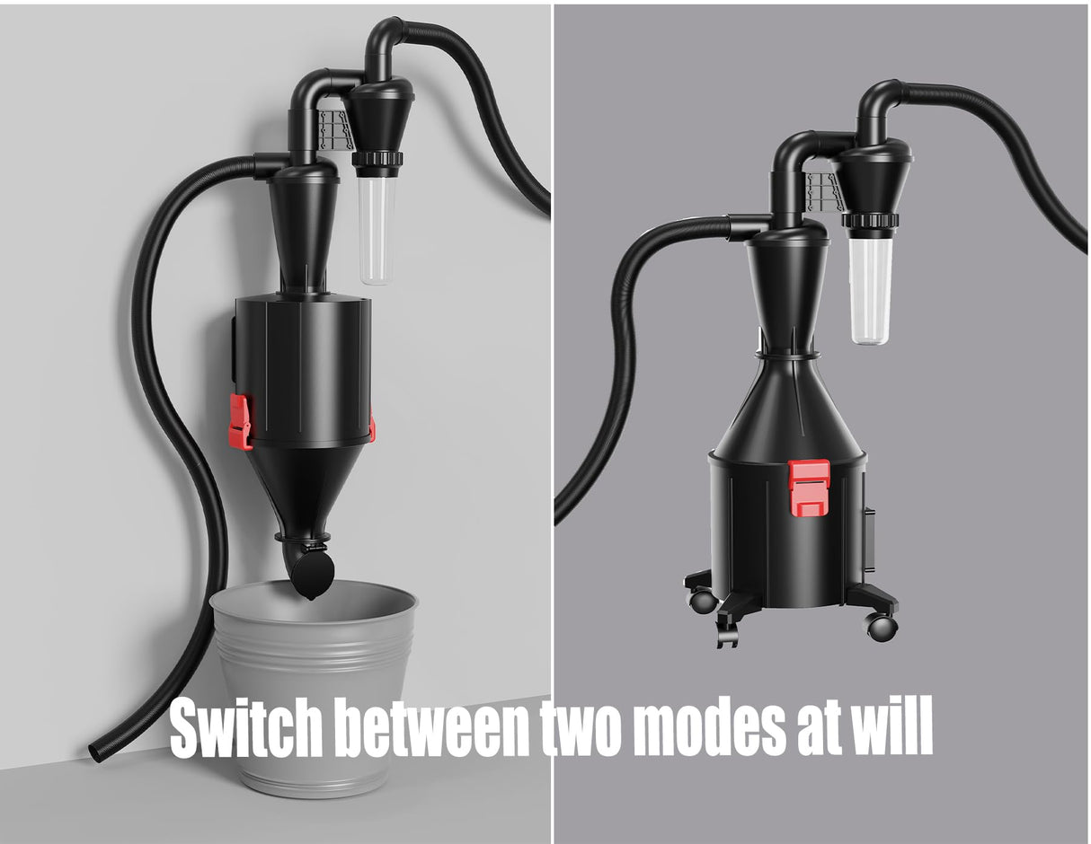 PEMEDOR 2 in 1 Dust Cyclone Collector Separation Vacuum Cleaner Wall Mounted Wheeled Modes Dust Collector Woodworking Tools Contractor Polish Pollen Ash etc Focusing Small Dust (Whole Rocket Set) PEMEDOR