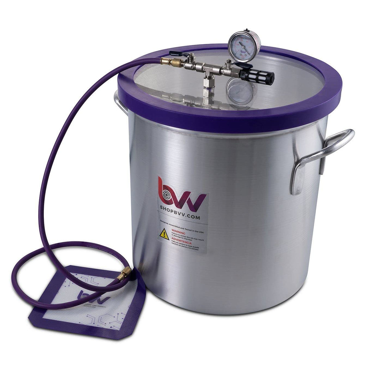 BVV Vacuum Chamber (10 Gallon) - High Strength & Durable Aluminum Vacuum Degassing Chamber Kit with Vacuum Pad, Gauge, HVAC Hose & Air Filter BEST VALUE VACS