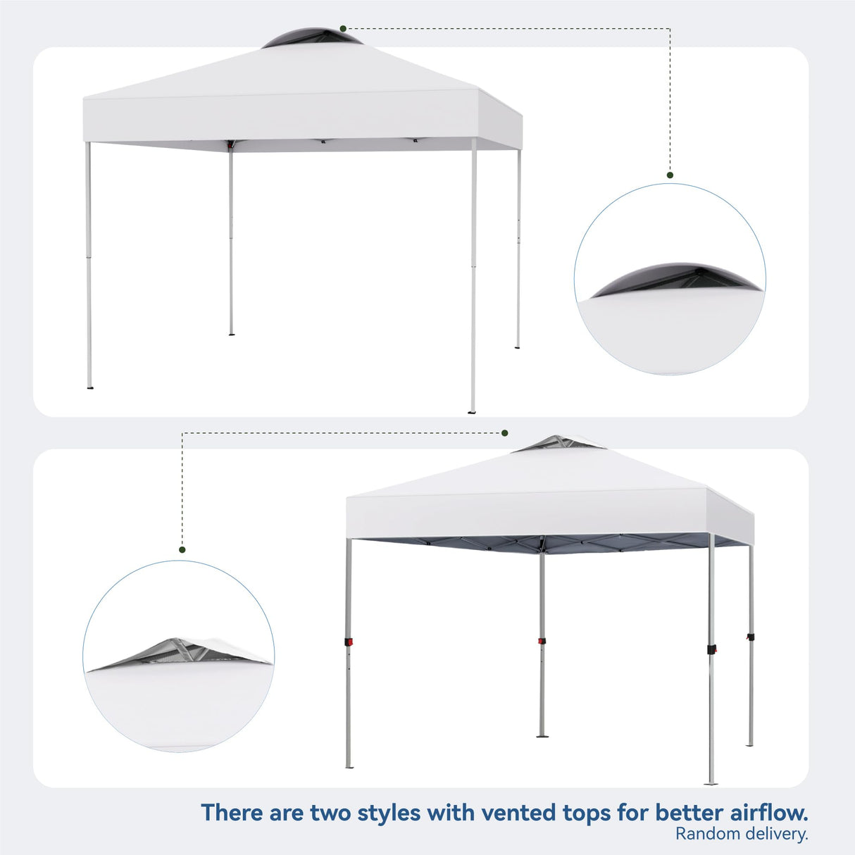 PHI VILLA Outdoor Pop up Canopy 10'x10' Tent Camping Sun Shelter-Series Party Tent, 100 Sq. Ft of Shade (White) PHI VILLA