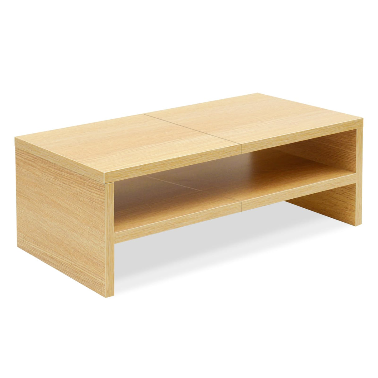 TEAMIX 2 Tiers Desktop Monitor Stand Riser 20 Inch Printer Stand with Storage Small TV Riser Laptop Wooden Desk Organizer Shelf Bookshelf Maple (Natural Maple, 2 Tiers) TEAMIX