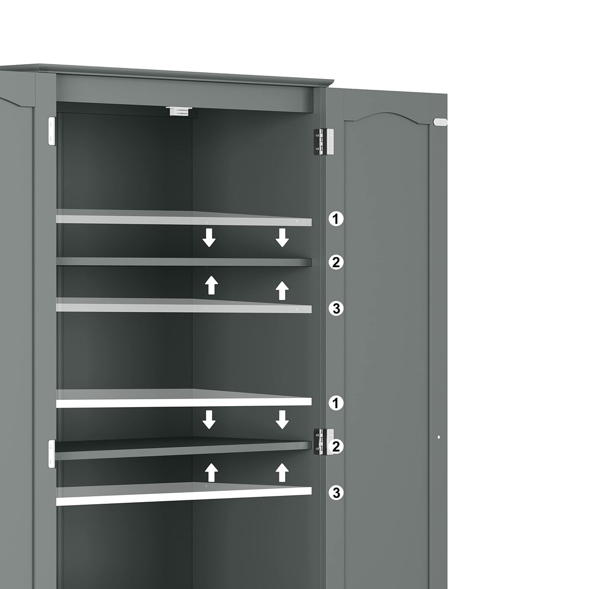 Function Home Tall Pantry Cabinet, Freestanding Storage Cabinet, Wooden Kitchen Pantry with 4 Doors and 5 Shelves, 72" Floor Cabinet Organizer for Kitchen Living Room Bathroom, Grey Function Home