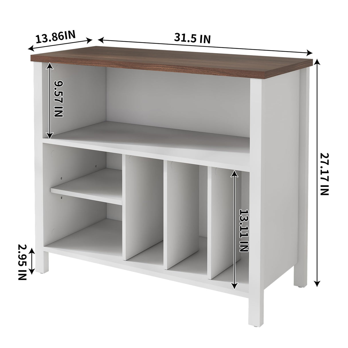 Record Player Stand, Mid-Century Vinyl Record Storage Cabinet, 3-Tier Record Player Holder, Turntable Stand with 4 Cabinet up to 220 Albums, End Table for Bedroom Music Room Living Room, White FFBCFDK
