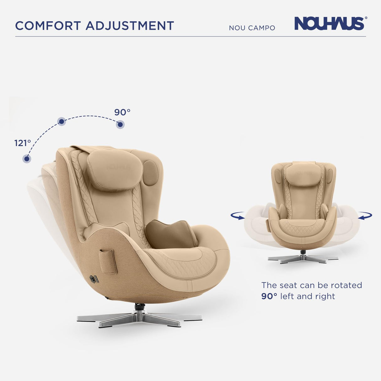 Nouhaus NOU Campo Heated Massage Chair,Full Body Massaging Zero-Gravity Leisure Recliner with Low-Noise 3D Massage and Dual Sound Systems Modern Massage Chairs (Mellow Sand) Nouhaus