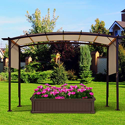 Tangkula 17x7 Ft Universal Pergola Replacement Canopy, Outdoor Canopy Shade Cover w/ 6 Copper Grommets & 4 Straps, Sun-protective Polyester Replacement Cover for Pergola Structure (Cover Only) (Beige) Tangkula