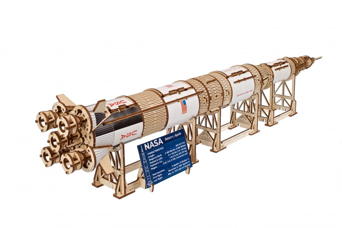 Generic Mechanical U-Gears Wooden 3D Puzzle Model NASA Saturn V Model kit Construction Set Generic