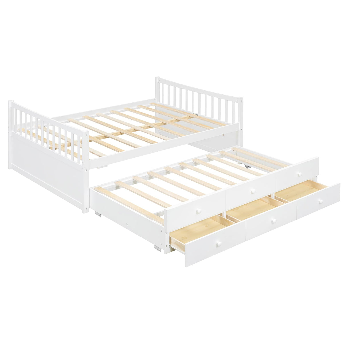 Harper & Bright Designs Full Size Daybed with Twin Size Trundle and 3 Storage Drawers, Wood Full Captain’s Bed with Trundle Bed, Full Platform Bed Great for Kids Guests Sleepovers (White) Harper & Bright Designs