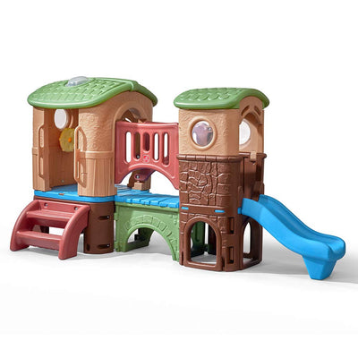 Step2 Clubhouse Climber, Kids Outdoor Playset, Backyard Playground Set, 2 Slides, Climbing Wall, Elevated Playhouse, Outside Jungle Gym, For Toddlers 2-6 Years Old