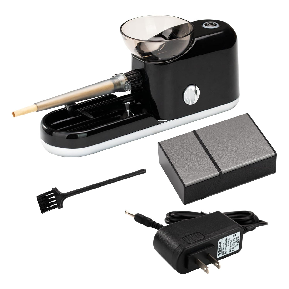 QCBF Electric Cone Roller Automatic Cone Loader Mini Portable Pre Roll Cone Filling Machine+Pre Roll Cone Support Box,Black QCBF