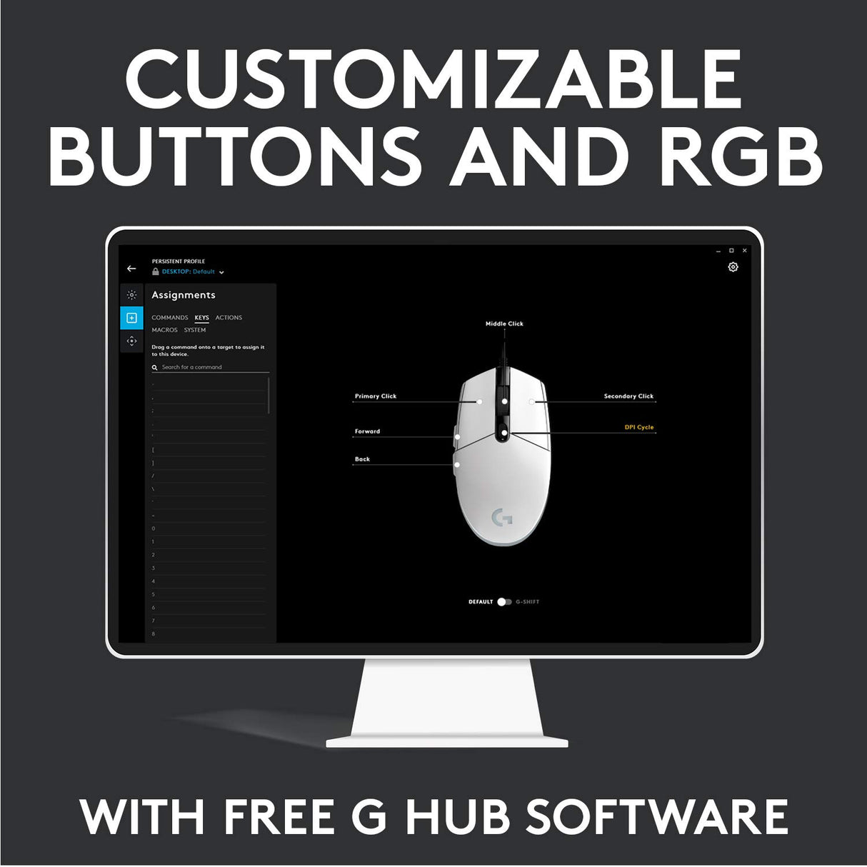 Logitech G203 Wired Gaming Mouse, 8,000 DPI, Rainbow Optical Effect LIGHTSYNC RGB, 6 Programmable Buttons, On-Board Memory, Screen Mapping, PC/Mac Computer and Laptop Compatible - Black Logitech G