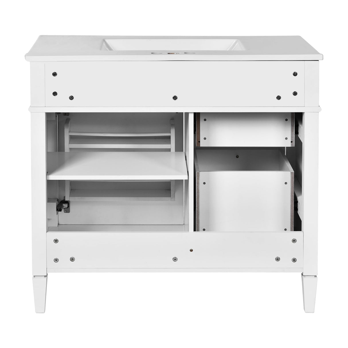 Merax 36 Inch Bathroom Vanity with Sink Combo, Solid Wood Frame Bathroom Vanities with 2 Drawers & Soft Closing Doors & Tip-Out Drawer, Modern Bathroom Sink Cabinet with Undermount Sink Merax